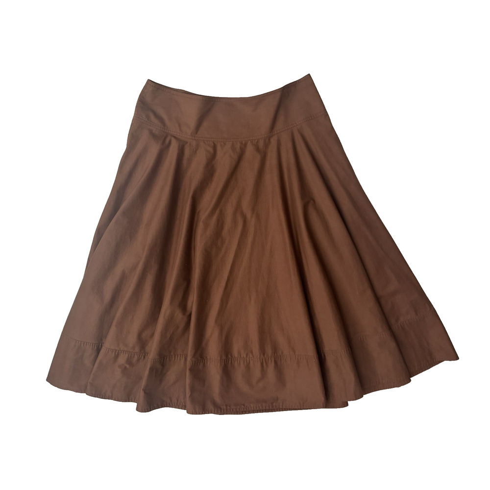 Ralph Lauren LRL Skirt 10-12 Full Flare Swing Brown Cotton Lined Flowy Southwest